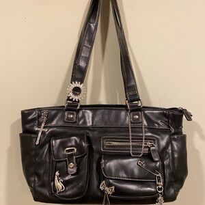 Black Leather Women's Bag Refurbished and Upscaled by seller